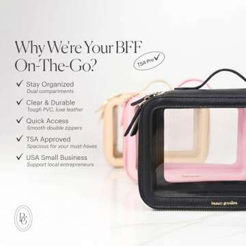 Large Clear Makeup Bags for Women Cosmetic Case Organizer, Clear Make Up Bags for Women Traveling, Clear Travel Makeup Bag Toiletry, Clear Travel Bags for Toiletries Car, Makeup Travel Bag for Women