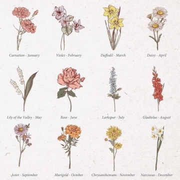 Custom Birth Flower Travel Makeup Bag with LED Mirror