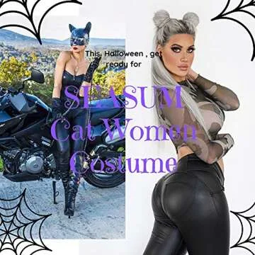 SEASUM Women's Faux Leather Leggings Pants PU Elastic Shaping Hip Push Up Black Sexy Stretchy High Waisted Tights XL