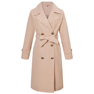 RISISSIDA Women's Beige Trench Coat: Stylish, Rainproof & Windproof