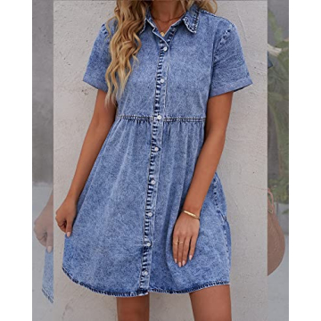 Stylish luvamia Women's Denim Babydoll Dress for Summer