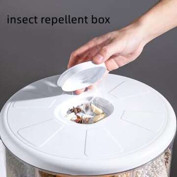 NOGUERA'S HOUSE Dry Food Dispenser for Kitchen Organizing,Grain storage, 360° Rotating Dispenser Cereal, Rice and other Grains for Pantry Organization, 6 Folding Compartments for More Storage
