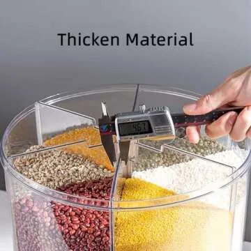 NOGUERA'S HOUSE Dry Food Dispenser for Kitchen Organizing,Grain storage, 360° Rotating Dispenser Cereal, Rice and other Grains for Pantry Organization, 6 Folding Compartments for More Storage