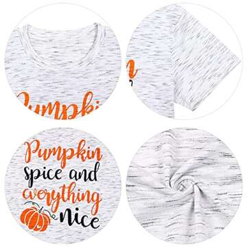 Pumpkin Spice and Everything Nice Shirts Women Cute Pumpkin Graphic Letters Print Casual Short Sleeve Holiday T Shirt Tops