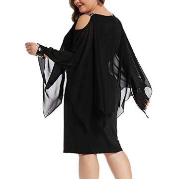 Urchics Womens Casual Chiffon Overlay Plus Size Cocktail Party Knee Length Dress