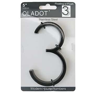 5" Stainless Steel Floating House Number, Metal Modern House Numbers, Garden Door Mailbox Decor Numb...
