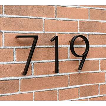 5" Stainless Steel Floating House Number, Metal Modern House Numbers, Garden Door Mailbox Decor Number with Nail Kit, Coated Black, 911 Visibility Signage (3)