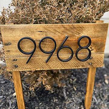 5" Stainless Steel Floating House Number, Metal Modern House Numbers, Garden Door Mailbox Decor Number with Nail Kit, Coated Black, 911 Visibility Signage (3)