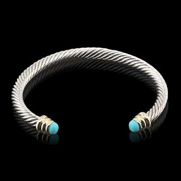 Twisted Cable Bracelet Designers Inspired Cuff Bracelets with Gemstones