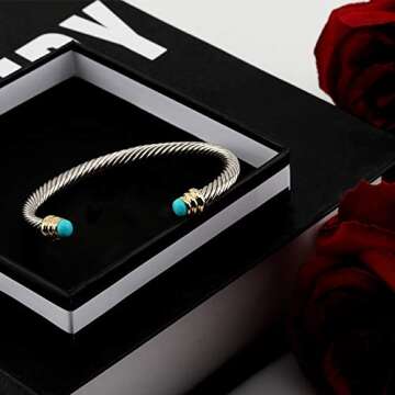 Twisted Cable Bracelet Designers Inspired Cuff Bracelets with Gemstones