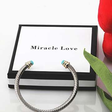 Twisted Cable Bracelet Designers Inspired Cuff Bracelets with Gemstones