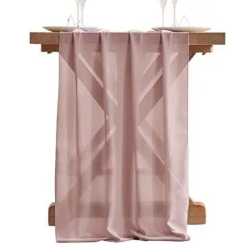 Socomi Dusty Rose Chiffon Table Runner Easter Spring Boho Rustic 10ft 29x120 Inches Wedding Runner Sheer Bridal Shower Decorations