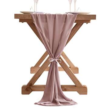 Socomi Dusty Rose Chiffon Table Runner Easter Spring Boho Rustic 10ft 29x120 Inches Wedding Runner Sheer Bridal Shower Decorations