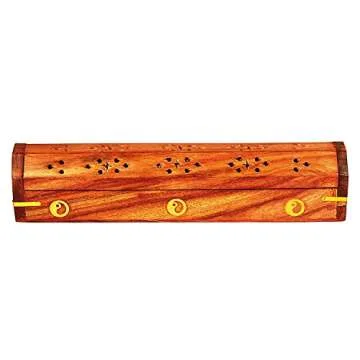 Wooden Incense Stick & Cone Burner Holder Coffin With Storage Compartment Organic Eco Friendly Ash Catcher Agarbatti Holder Rustic Style For Meditation Yoga Aromatherapy Home Fragrance Products