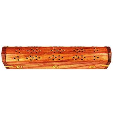 Wooden Incense Stick & Cone Burner Holder Coffin With Storage Compartment Organic Eco Friendly Ash Catcher Agarbatti Holder Rustic Style For Meditation Yoga Aromatherapy Home Fragrance Products