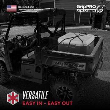 GripPRO ATV Anchors to fit Polaris Ranger & General Lock & Ride - ATV Tie Down Anchors Set of 6 - OEM Quality ATV Lock and Ride Accessories - Patented Design - Will NOT FIT RZR