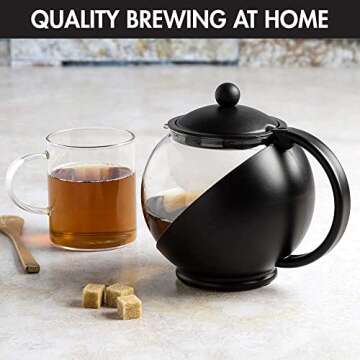 Primula Half Moon Teapot with Removable Infuser, Glass Tea Maker with Reusable Fine Mesh Stainless S...