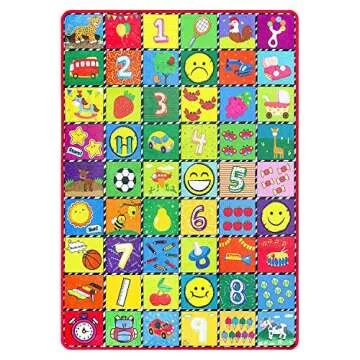teytoy Baby Rug for Crawling - How Many are There? Kids Area Rugs Educational Play Mat for Room Decor, Count Game, Learn Animals, Expressions, Family Beach Carpet Outdoor Indoor Gift 3.4' x 5'