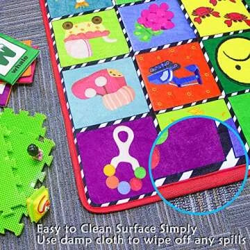 teytoy Baby Rug for Crawling - How Many are There? Kids Area Rugs Educational Play Mat for Room Decor, Count Game, Learn Animals, Expressions, Family Beach Carpet Outdoor Indoor Gift 3.4' x 5'