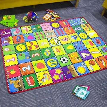 teytoy Baby Rug for Crawling - How Many are There? Kids Area Rugs Educational Play Mat for Room Decor, Count Game, Learn Animals, Expressions, Family Beach Carpet Outdoor Indoor Gift 3.4' x 5'