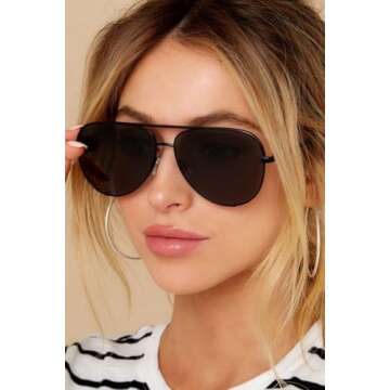 SORVINO Oversized Aviator Sunglasses for Women Men Polarized Dark Black Glasses Trendy