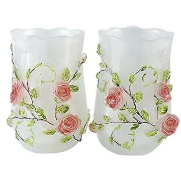 LUANT Resin 3D Roses 5PC Bathroom Accessories Set - Elegant Soap Dispenser, Toothbrush Holder, Tumbl...