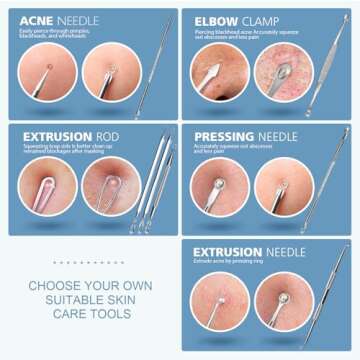 Teenitor 7 in 1 Pimple Popper Tool Kit Blackhead Remover Tools Blackhead Extractor, Pimple Extractor Pimple Popper Tool Zit Popper Tool Acne Tools Comedone Extractor Black Head Remover for Face