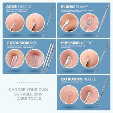 Teenitor 7 in 1 Pimple Popper Tool Kit Blackhead Remover Tools Blackhead Extractor, Pimple Extractor Pimple Popper Tool Zit Popper Tool Acne Tools Comedone Extractor Black Head Remover for Face