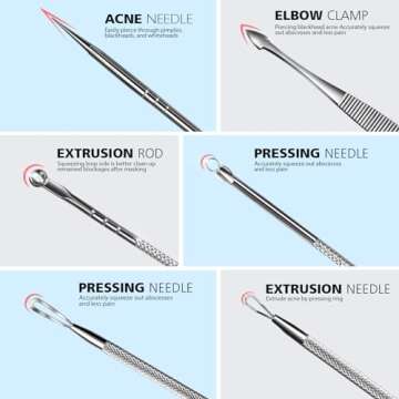 Teenitor 7 in 1 Pimple Popper Tool Kit Blackhead Remover Tools Blackhead Extractor, Pimple Extractor Pimple Popper Tool Zit Popper Tool Acne Tools Comedone Extractor Black Head Remover for Face
