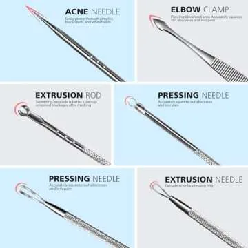 Teenitor 7 in 1 Pimple Popper Tool Kit Blackhead Remover Tools Blackhead Extractor, Pimple Extractor Pimple Popper Tool Zit Popper Tool Acne Tools Comedone Extractor Black Head Remover for Face