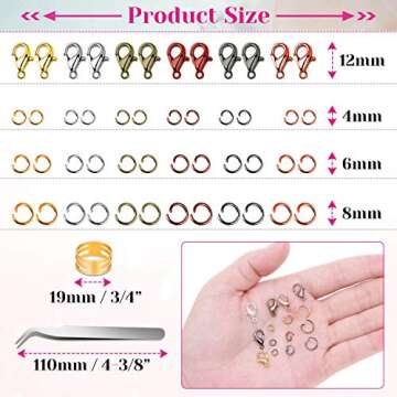 Jump Rings, Cridoz 2340Pcs Open Jump Rings and Lobster Clasps Jewelry Making Supplies Kit for Necklace and Jewelry Repair