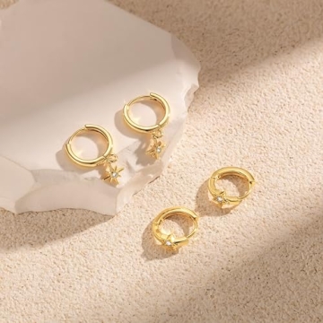Trendy Robaice Gold Double Hoop Star Earrings for Women