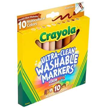 Crayola Ultra Clean Washable Multicultural Markers, Broad Line, 10 Count, Brown