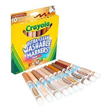 Crayola Ultra Clean Washable Multicultural Markers, Broad Line, 10 Count, Brown