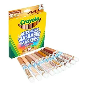Crayola Ultra Clean Washable Multicultural Markers, Broad Line, 10 Count, Brown