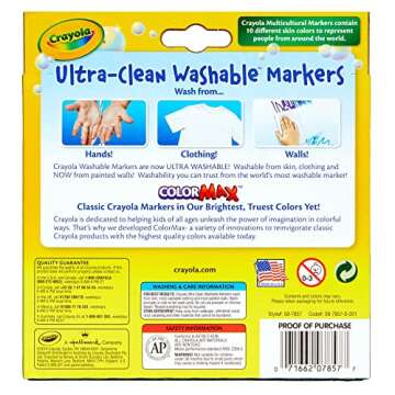 Crayola Ultra Clean Washable Multicultural Markers, Broad Line, 10 Count, Brown