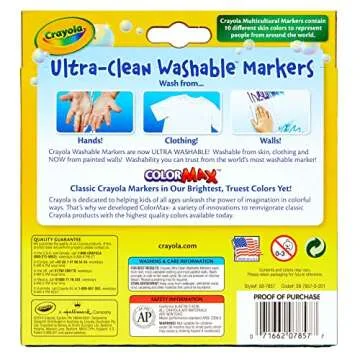 Crayola Ultra Clean Washable Multicultural Markers, Broad Line, 10 Count, Brown