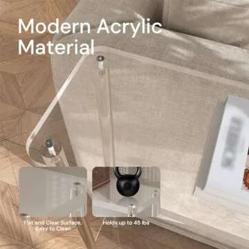 CRTERICX Acrylic Narrow Console Table for Entryway, 7.6" D x 39.4" W x 31.5" H, Cylindrical Legs, Skinny Entry Table for Sofa, Foyer, Hallway, Living Room, Modern, 2-Tier, Clear