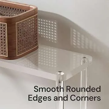 CRTERICX Acrylic Narrow Console Table for Entryway, 7.6" D x 39.4" W x 31.5" H, Cylindrical Legs, Skinny Entry Table for Sofa, Foyer, Hallway, Living Room, Modern, 2-Tier, Clear