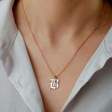 IEFSHINY Old English Initial Necklace for Women - Personalize Your Style