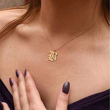 IEFSHINY Old English Initial Necklace for Women - Personalize Your Style