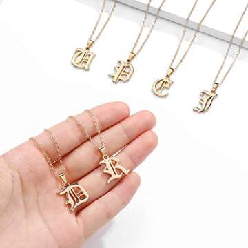 IEFSHINY Old English Initial Necklace for Women - Personalize Your Style
