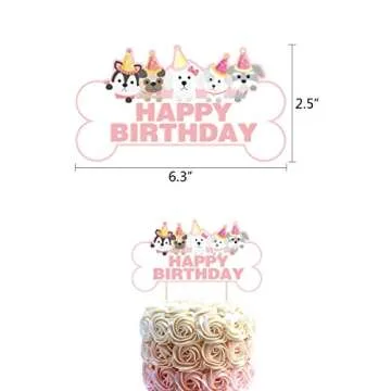 Dog Birthday Decorations,Dog Paw Prints Party Supplies for Girls Pink Lets Pawty Puppy Paw Themed Balloon , Banners, Cake Toppers &cupcake toppers,Hanging Swirls,paper honeycomb centerpiece