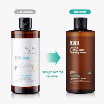 ACWELL Licorice pH Balancing Korean Toner for Cleansing 10.14 fl.oz. - Alcohol-Free PH5.5 Hydrating ...