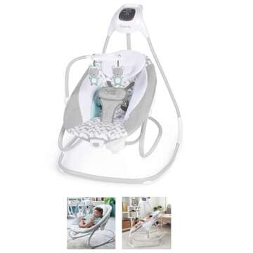 Ingenuity 2-in-1 SimpleComfort Lightweight Compact 6-Speed Multi-Direction Baby Swing & Rocker, Vibr...