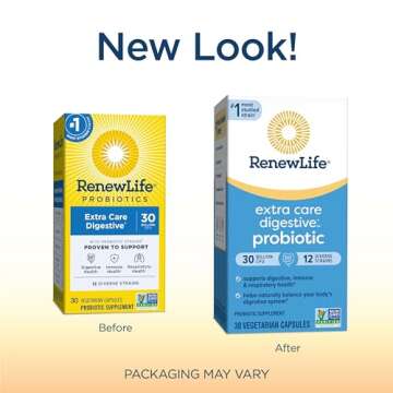 Renew Life Extra Care Digestive Probiotic Capsules, Daily Supplement Supports Immune, Digestive and ...