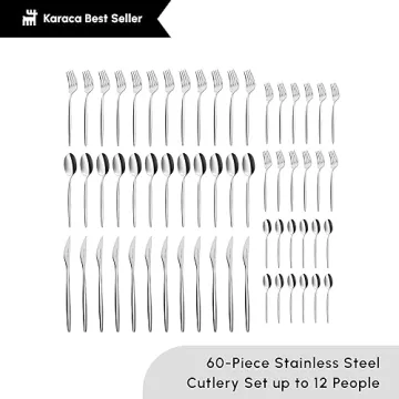 Luxury 60-Piece Cutlery Set for 12 Stainless Steel Elegance