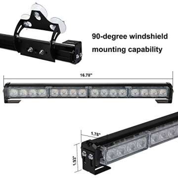 ASPL 2x16.8 inch Emergency Flashing LED Traffic Advisor Strobe Light Bar 32LED 26 Flash Patterns Interior Safety Warning Lights (Amber/White)