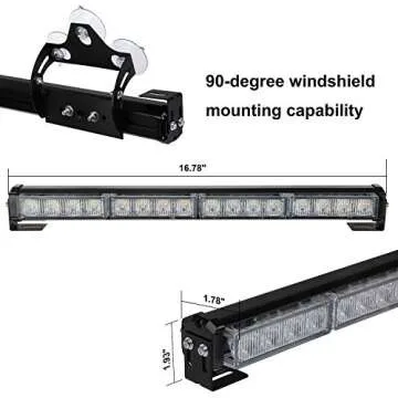 ASPL 2x16.8 inch Emergency Flashing LED Traffic Advisor Strobe Light Bar 32LED 26 Flash Patterns Interior Safety Warning Lights (Amber/White)