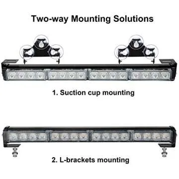 ASPL 2x16.8 inch Emergency Flashing LED Traffic Advisor Strobe Light Bar 32LED 26 Flash Patterns Interior Safety Warning Lights (Amber/White)